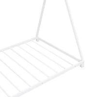 Metal Twin Size House Platform Bed with Triangle Structure, Sturdy Frame, and Safety Railings, 78" L x 41" W x 63" H, White(m-7)