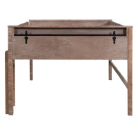 Wood Twin Size Loft Bed with Hanging Clothes Racks, Guardrails, and Playful Space, Solid Pine Construction, 79" L x 42" W x 42.5" H, Natural(m-11)