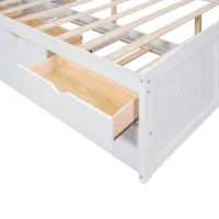 Classic Style Full Size Wooden Captain Bed with Built-in Bookshelves, 3 Storage Drawers, and Trundle, 79" L x 104.5" W x 47" H, White(m-7)