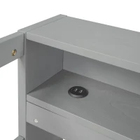 Twin XL Wood Daybed with 2 Trundles, 3 Storage Cubbies, Free Light and USB Charging, 82" L x 129.5" W x 35.5" H, Gray(m-8)