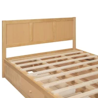 Full Size Wood Platform Bed with Underneath Storage, 2 Drawers, and Sturdy Wood Frame, 78" L x 57.5" W x 37.5" H, Natural(m-6)