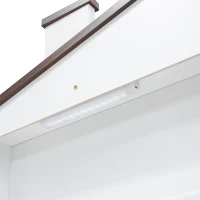 Full Size Wood Platform Bed with House-Shaped Headboard, LED Light, Built-in Storage, 82" L x 56" W x 36" H, White(m-8)