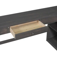 Full Size Loft Bed with U-shaped Desk, Drawers, Storage Shelves, and Sturdy Wood Frame, 77.5" L x 70" W x 75.5" H, Antique Brown(m-6)