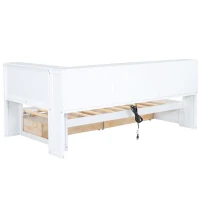 Vinsetto Twin Size Daybed with 2 Storage Drawers, Storage Cabinets, USB Ports, Solid Wood and MDF, 86" L x 51" W x 37.5" H, White(m-10)
