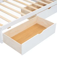 Vinsetto Twin Size Daybed with 2 Storage Drawers, Storage Cabinets, USB Ports, Solid Wood and MDF, 86" L x 51" W x 37.5" H, White(m-7)