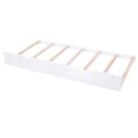 Full Size Storage Platform Bed with Pull Out Shelves, Twin Size Trundle, Solid Wood and MDF, 98" L x 89" W x 39.5" H, White(m-8)