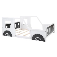 Full Size Classic Car-Shaped Platform Bed with Wheels, Sturdy Pine Wood and MDF Frame, Easy Assembly, 77.5" L x 57" W x 32" H, White(m-8)