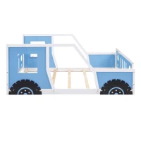 Full Size Classic Car-Shaped Platform Bed with Wheels, Pine Wood Frame, Easy Assembly, 77.5" L x 57" W x 32" H, Blue(m-9)