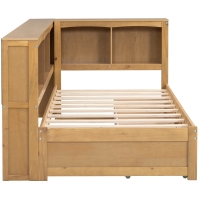 Twin Size Daybed with 2 Storage Drawers, Storage Cabinets, USB Ports, Solid Wood and MDF, 86" L x 51" W x 37.5" H, Wood