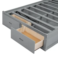 Wood Full Size Hydraulic Platform Bed with Storage LED Headboard, Charging Station, and 2 Drawers, 86" L x 56.5" W x 47" H, Gray(m-8)