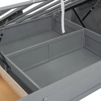 Wood Queen Size Hydraulic Platform Bed with Storage LED Headboard, Charging Station, and 2 Drawers, 90.5" L x 63" W x 47" H, Gray(m-12)