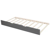 Vinsetto Twin Size Wood Daybed with Trundle, Rustic Guardrail, Solid Wood Construction, 77.5" L x 42" W x 33.5" H, Grey(m-8)
