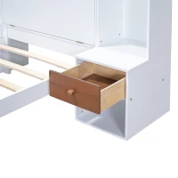 Vinsetto Twin Size Platform Bed with Storage Headboard, Drawers, and Nightstands, Solid Wood and MDF, 87" L x 73.5" W x 45" H, White(m-7)