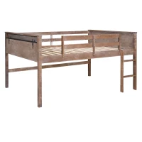 Wood Twin Size Loft Bed with Hanging Clothes Racks, Guardrails, and Playful Space, Solid Pine Construction, 79" L x 42" W x 42.5" H, Natural(m-2)