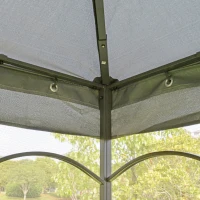 Outsunny 10' x 10' Patio Gazebo with Corner Frame Shelves, Double Roof Outdoor Gazebo Canopy Shelter with Netting for Patio, Wedding, Catering & Events, Gray(m-7)
