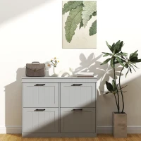 HOMCOM Shoe Storage Cabinet with 4 Flip Drawers and Adjustable Shelves, Narrow Shoe Cabinet for 20 Pairs of Shoes, Grey(m-1)