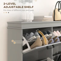HOMCOM Shoe Storage Cabinet with 4 Flip Drawers and Adjustable Shelves, Narrow Shoe Cabinet for 20 Pairs of Shoes, Grey(m-5)