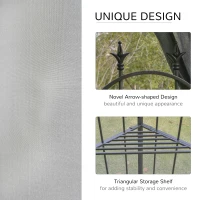 Outsunny 10' x 10' Patio Gazebo with Corner Frame Shelves, Double Roof Outdoor Gazebo Canopy Shelter with Netting for Patio, Wedding, Catering & Events, Gray(m-6)