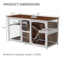 Wooden Multifunctional Cat House TV Stand with Resting, Entertainment, Dining, and Bathroom Areas, 58" L x 23" W x 32" H, White+Vintage(m-3)