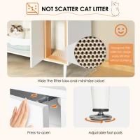 Wooden Bathroom Sink Cabinet with Cat Litter Box Enclosure and Divider, Cat House for Large Cats, 33" L x 21.5" W x 23.5" H, White+Vintage(m-6)