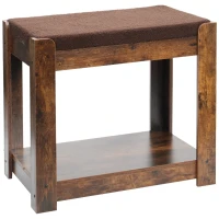 Multi-Level Window Perch Seat with Cushion and Scratch Pad, Indoor Pet Bunk Bed with Removable Step, 47.5" L x 20" W x 25.5" H, Vintage(m-12)