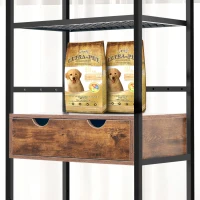 Feeding Station for Large and Medium Dogs or Cats with Height Adjustable Bowls, Storage Space, 23.5" L x 14" W x 63" H, Black+Vintage(m-8)