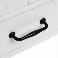 Storage Dog Feeding Station with Hidden Bowls, Adjustable Panel, Hooks, for Medium Dogs, 23.5" L x 14" W x 31.5" H, White+Deep Walnut(m-13)