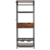 Feeding Station for Large and Medium Dogs or Cats with Height Adjustable Bowls, Storage Space, 23.5" L x 14" W x 63" H, Black+Vintage(m-11)