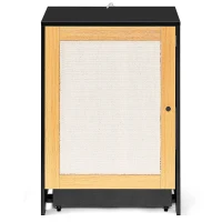 Cat Litter Box Enclosure with Sisal Door, Easy-Clean Wheels, Hidden Cat Washroom, Kitty End Table, 22.5" L x 20" W x 31.5" H, Light Oak(m-2)