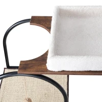 Multi-Level Cat Tree Tower and Condo with Cave, 2 Scratching Posts, Perch, Broad Activity Platform, 31.5" L x 16" W x 60" H, White+Vintage(m-9)