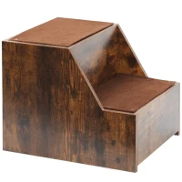 Multi-Level Window Perch Seat with Cushion and Scratch Pad, Indoor Pet Bunk Bed with Removable Step, 47.5" L x 20" W x 25.5" H, Vintage(m-10)