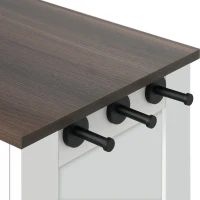 Storage Dog Feeding Station with Hidden Bowls, Adjustable Panel, Hooks, for Medium Dogs, 23.5" L x 14" W x 31.5" H, White+Deep Walnut(m-9)