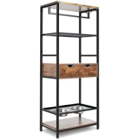 Feeding Station for Large and Medium Dogs or Cats with Height Adjustable Bowls, Storage Space, 23.5" L x 14" W x 63" H, Black+Vintage(m-2)