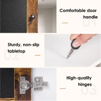 Modern Cat Litter Box Enclosure Furniture with Scratching Pad and Chalkboard Doors, Particle Board, 30.5" L x 20" W x 24" H, White+Vintage(m-8)