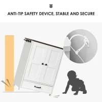 Storage Dog Feeding Station with Hidden Bowls, Adjustable Panel, Hooks, for Medium Dogs, 23.5" L x 14" W x 31.5" H, White+Deep Walnut(m-4)