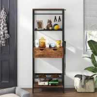 Feeding Station for Large and Medium Dogs or Cats with Height Adjustable Bowls, Storage Space, 23.5" L x 14" W x 63" H, Black+Vintage(m-1)