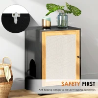 Cat Litter Box Enclosure with Sisal Door, Easy-Clean Wheels, Hidden Cat Washroom, Kitty End Table, 22.5" L x 20" W x 31.5" H, Light Oak(m-4)