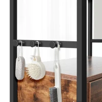 Feeding Station for Large and Medium Dogs or Cats with Height Adjustable Bowls, Storage Space, 23.5" L x 14" W x 63" H, Black+Vintage(m-9)