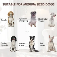 Storage Dog Feeding Station with Hidden Bowls, Adjustable Panel, Hooks, for Medium Dogs, 23.5" L x 14" W x 31.5" H, White+Deep Walnut(m-5)