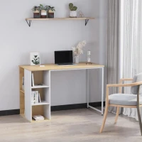 HOMCOM Computer Desk with Storage Shelves, Dining table, Writing Table for Home Office Workstation, Oak Tone(m-8)