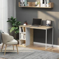 HOMCOM Computer Desk with Storage Shelves, Dining table, Writing Table for Home Office Workstation, Oak Tone(m-1)