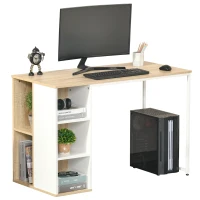 HOMCOM Computer Desk with Storage Shelves, Dining table, Writing Table for Home Office Workstation, Oak Tone(m-2)