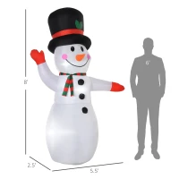 HOMCOM 8’ Christmas Inflatables Outdoor Decorations Snowman, Blow-Up Yard Christmas Decor with LED Lights Display(m-3)