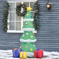 HOMCOM 6ft Inflatable Christmas Tree Decorations with Presents, Outdoor Blow-Up Yard Christmas Decor with LED Lights Display(m-8)