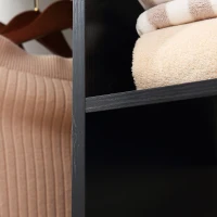 HOMCOM Open Wardrobe Clothes Closet Mobile Double Rod Shelves Home Storage Organizer Bedroom Furniture, Black(m-9)