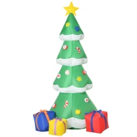 HOMCOM 6ft Inflatable Christmas Tree Decorations with Presents, Outdoor Blow-Up Yard Christmas Decor with LED Lights Display(m-11)
