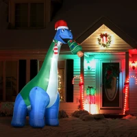 HOMCOM 11FT Long Christmas Inflatables Outdoor Decorations Dinosaur with Christmas Tree in Mouth, Blow-Up LED Yard Christmas Decor, Waterproof(m-10)