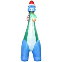 HOMCOM 11FT Long Christmas Inflatables Outdoor Decorations Dinosaur with Christmas Tree in Mouth, Blow-Up LED Yard Christmas Decor, Waterproof(m-11)