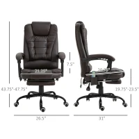 Vinsetto 7-Point Vibrating Massage Office Chair High Back Massaging Office Desk Chair with Lumbar Support, Footrest, Brown(m-3)