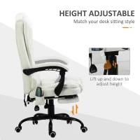 Vinsetto 7-Point Vibrating Massage Office Chair High Back Massaging Office Desk Chair with Lumbar Support, Footrest, White(m-6)